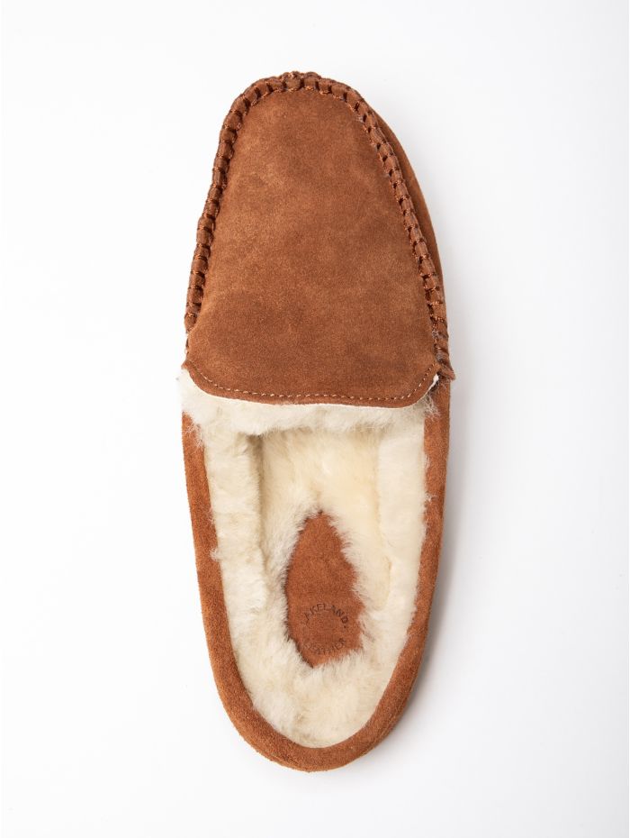 Sheepskin Moccasin Slider Slippers in Tan