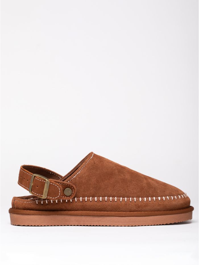 Sheepskin Slider Clog Slipper in Tan