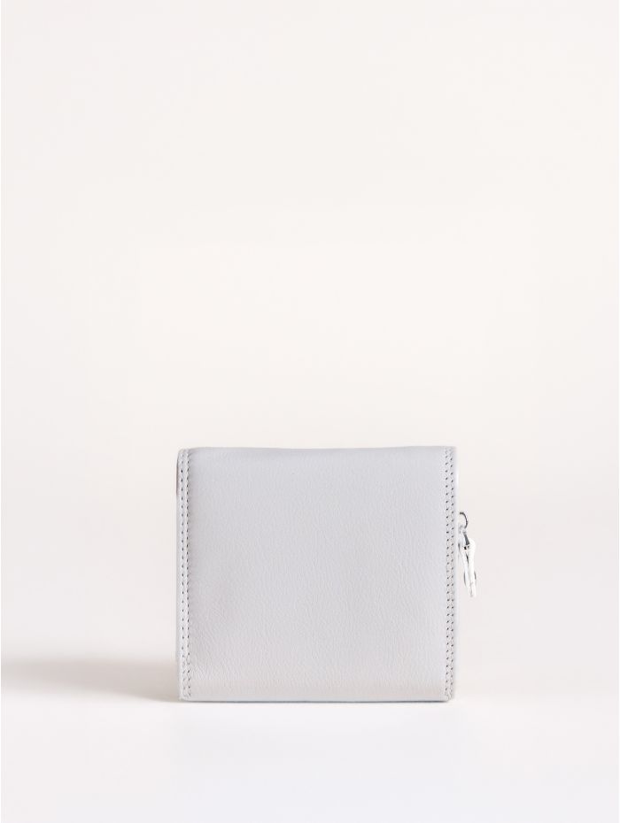 Small Leather Flapover Purse in White