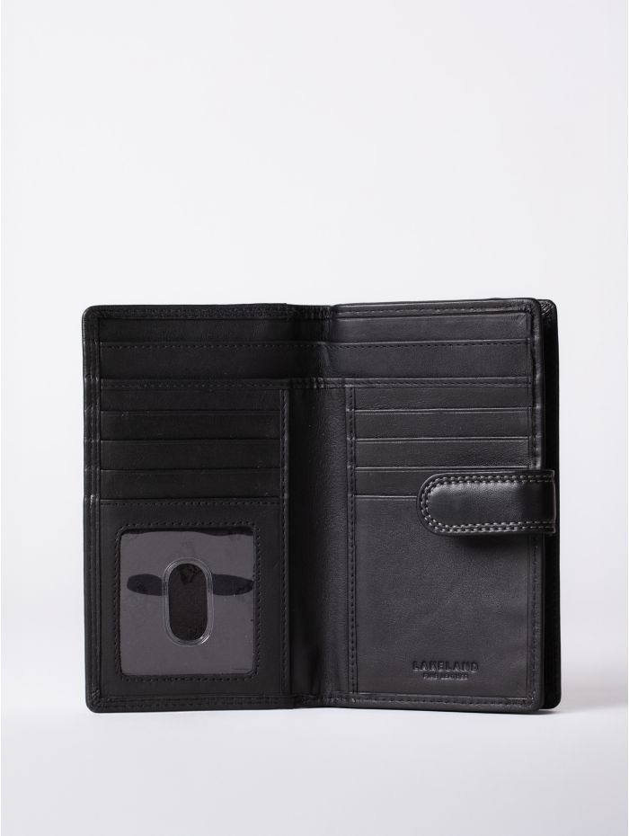 Medium Leather Tab Purse in Black