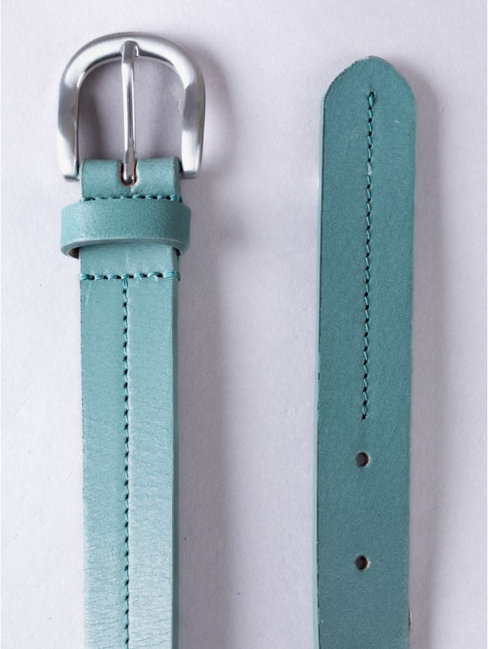 Kendal Leather Belt in Mineral Blue