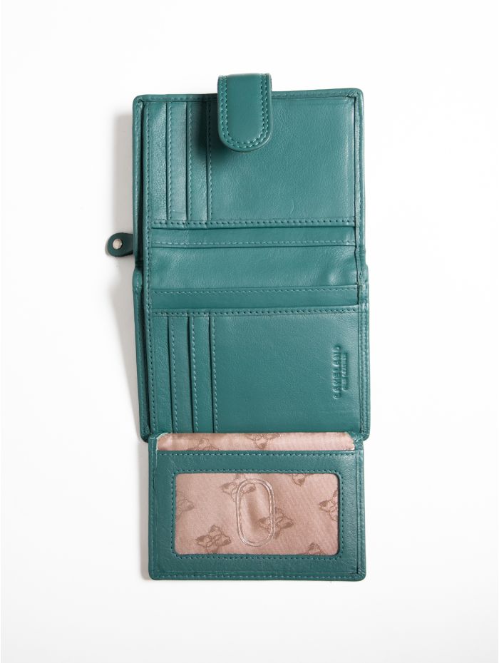 Small Leather Tab Purse in Teal