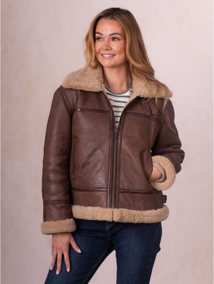 Cawford Aviator Jacket in Brown | Lakeland Leather
