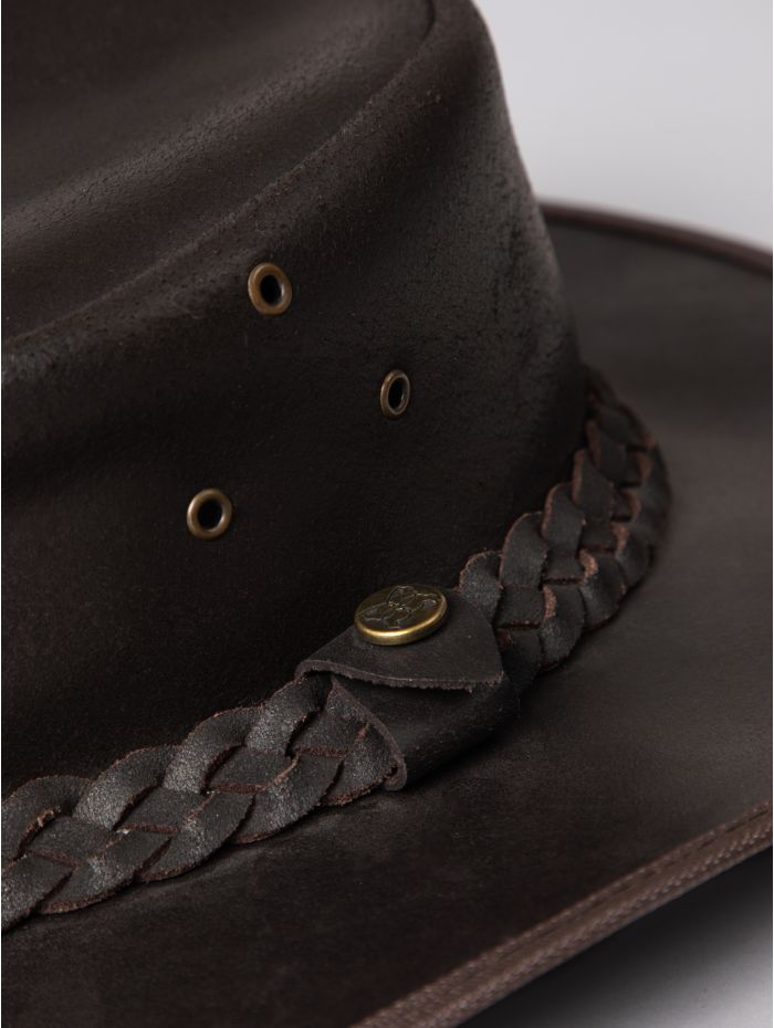 Outback III Australian Style Leather Hat in Brown