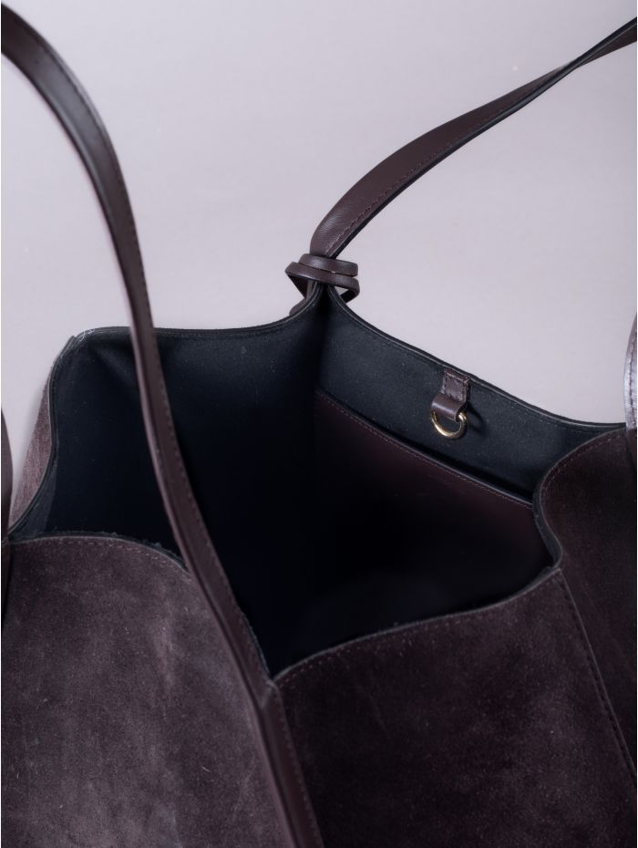 Mirehouse Suede Tote Bag in Chocolate Brown