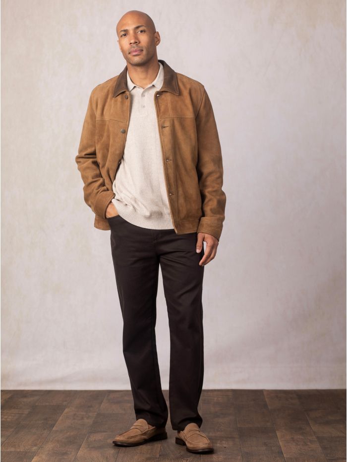 Crummock Collared Suede Jacket in Camel