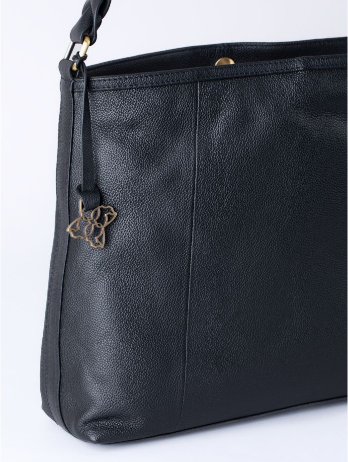 Howgill Leather Hobo Bag in Black