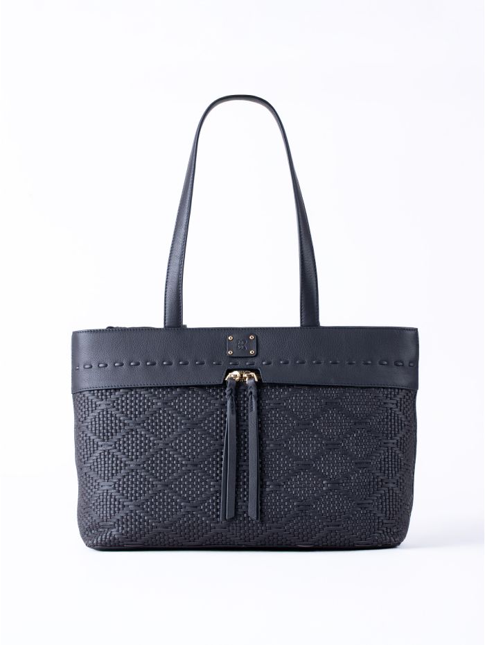 Wasdale Leather Tote Bag in Dark Navy