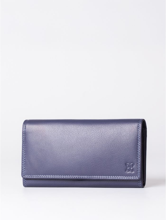 Large Leather Purse in Purple