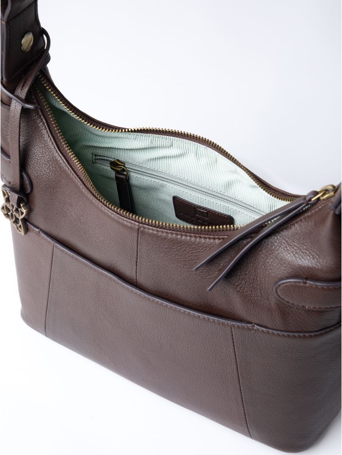Newby Leather Hobo Shoulder Bag in Chocolate