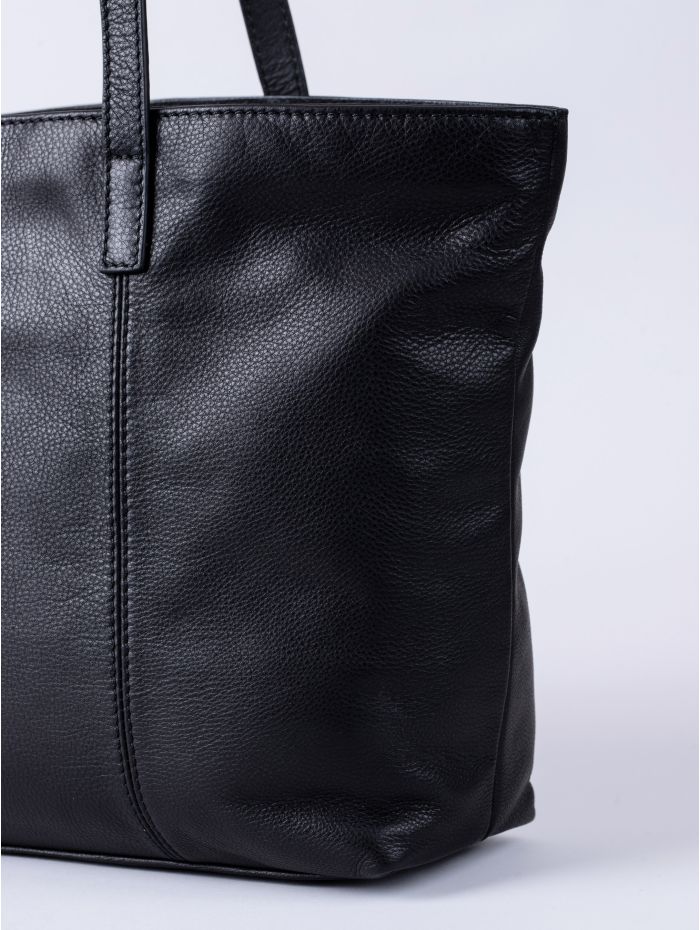 Torver Leather Tote Bag in Black