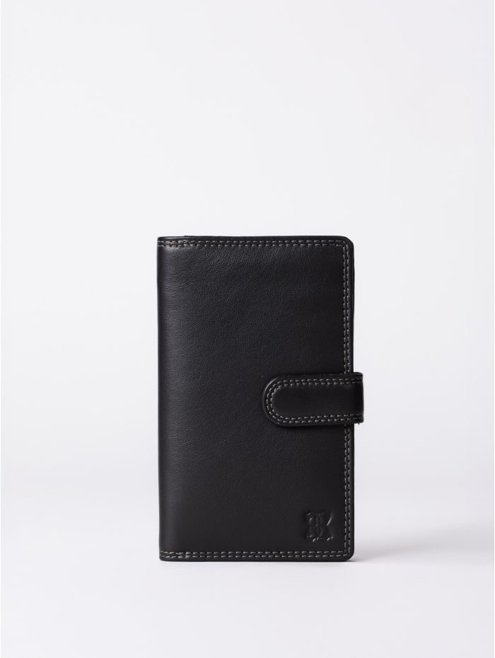 Medium Leather Tab Purse in Black