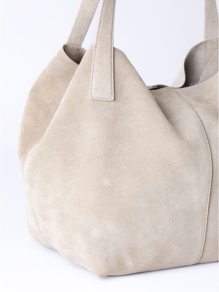 Santon Suede Tote Bag in Stone