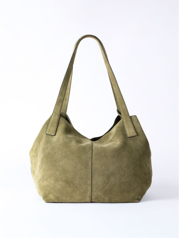Santon Suede Tote Bag in Green