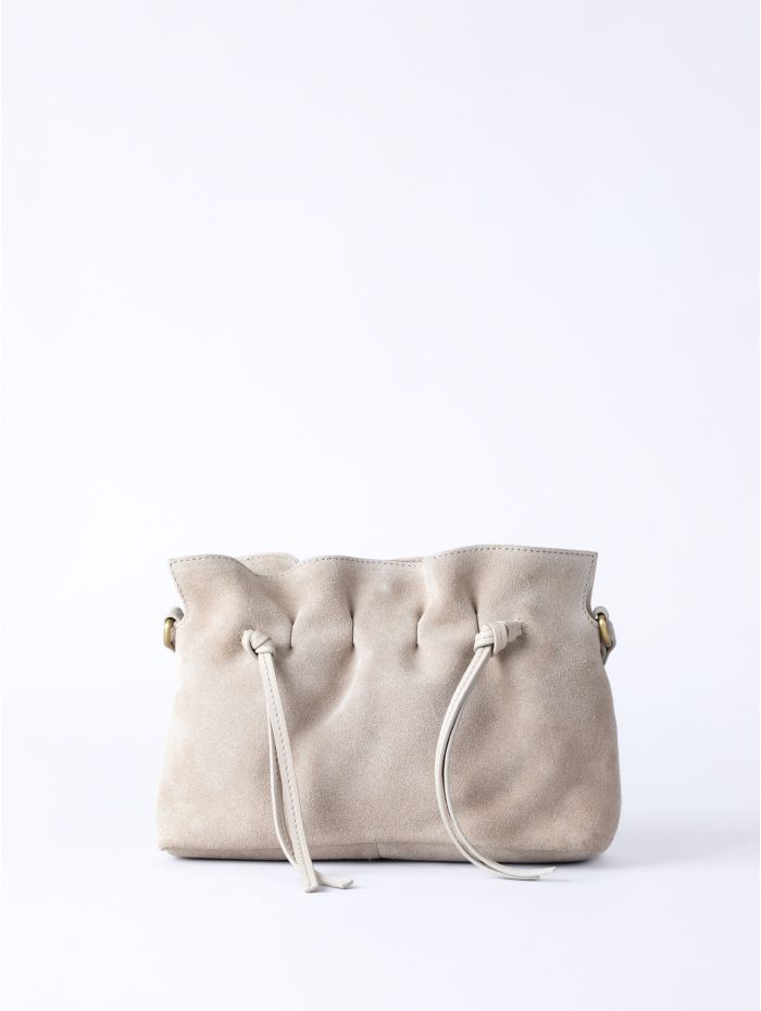 Santon Suede Cross Body Bag in Stone