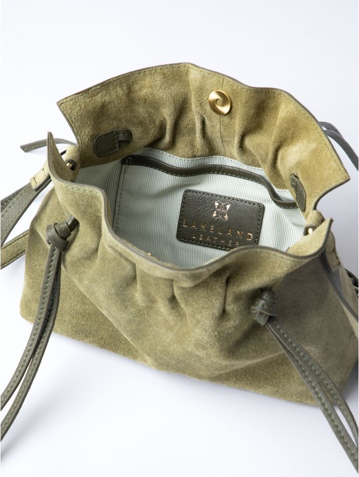 Santon Suede Cross Body Bag in Green
