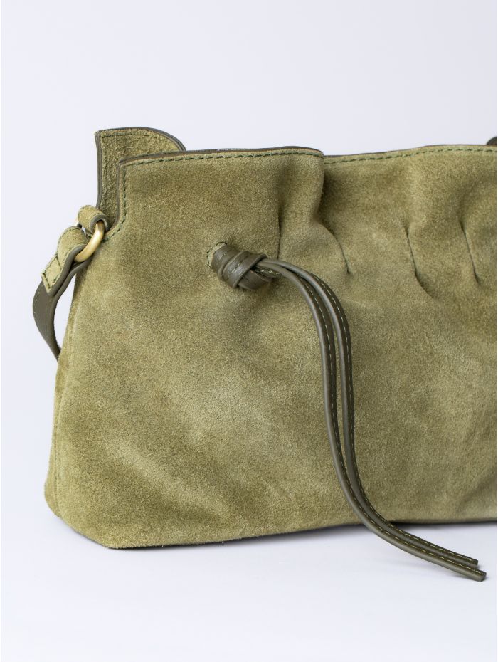 Santon Suede Cross Body Bag in Green