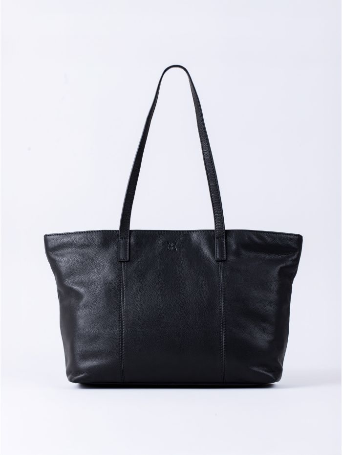 Torver Leather Tote Bag in Black