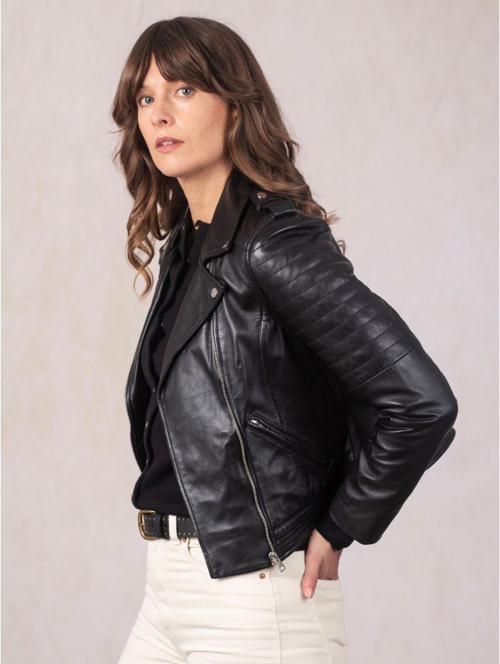 Esthwaite II Leather Biker Jacket in Black