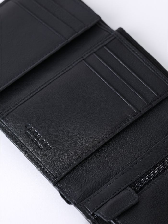 Bowston Tri-Fold Leather Wallet in Black