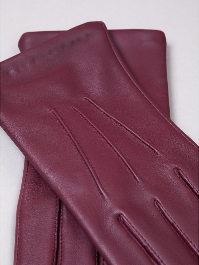 Becky II Leather Gloves in Berry Red