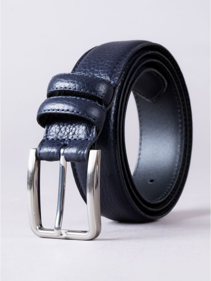 Storrs Leather Belt in Navy