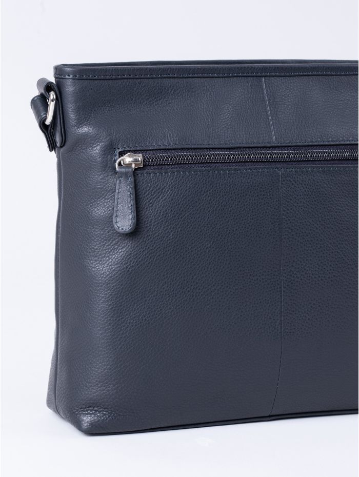 Farlam Leather Cross Body Bag in Navy