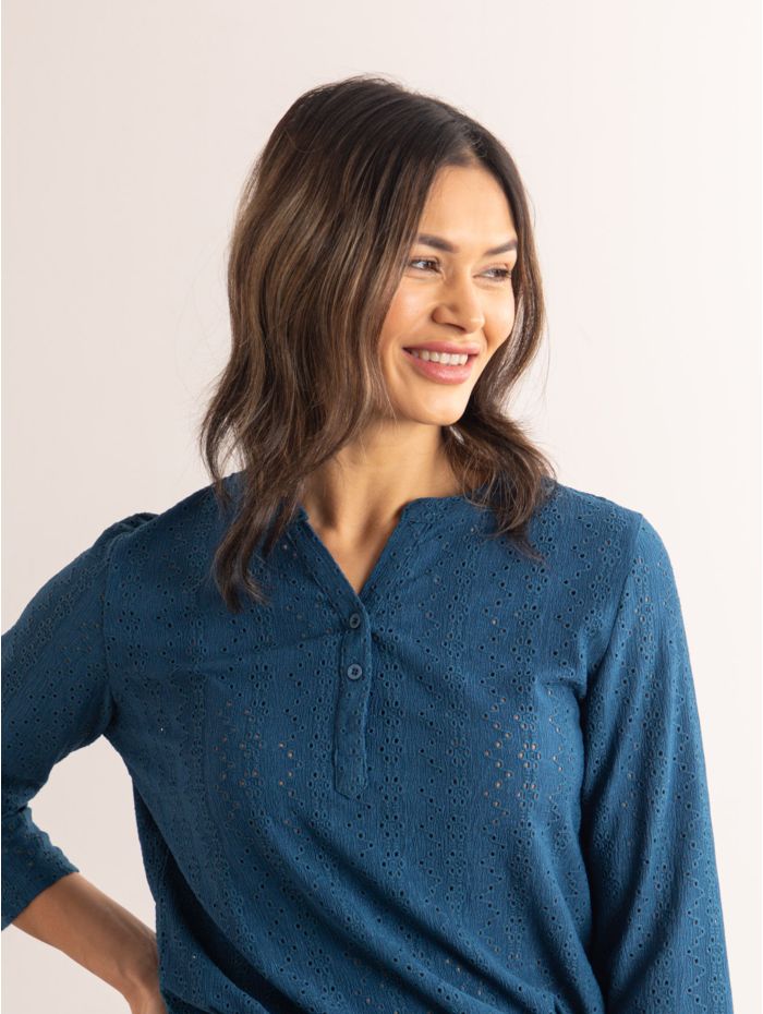 Lakeland Leather Lucinda Nehru Top in Navy Lakeland Leather