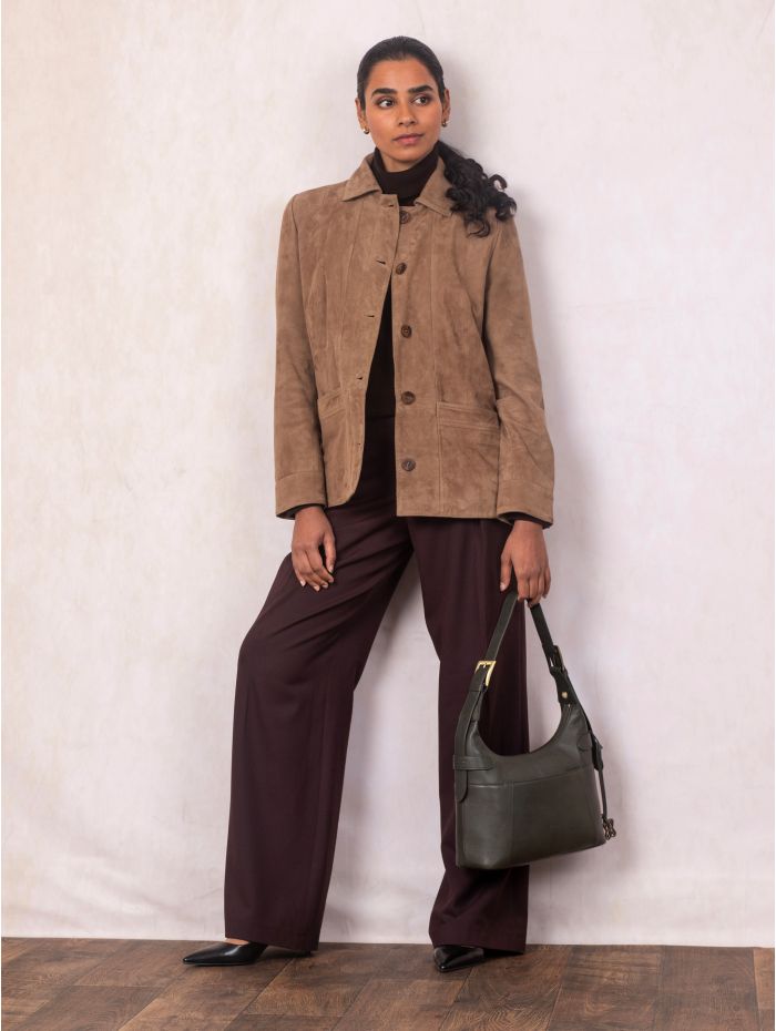 Newby Leather Hobo Shoulder Bag in Green