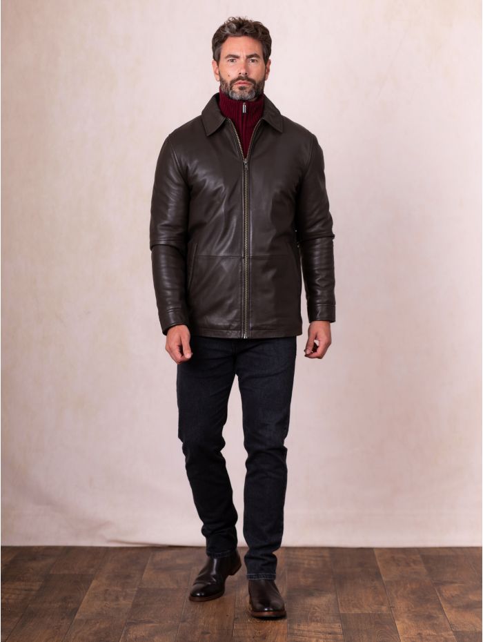 Ravenstonedale Collared Leather Jacket in Brown | Lakeland Leather
