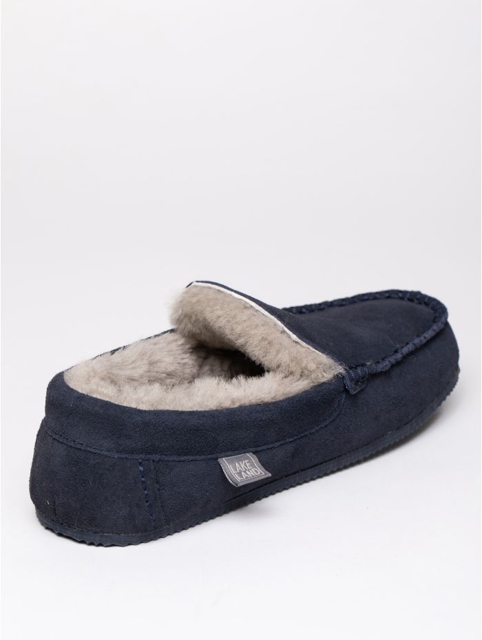 Men’s Sheepskin Slip-On Moccasins in Navy