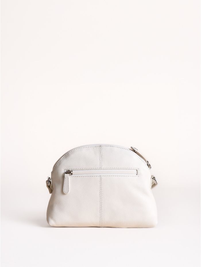 Elterwater Curved Leather Cross Body Bag in White