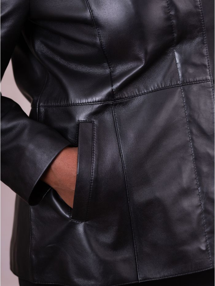 Mawbray Collared Leather Jacket in Black
