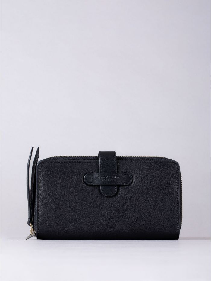 Newby Leather Tab Purse in Black