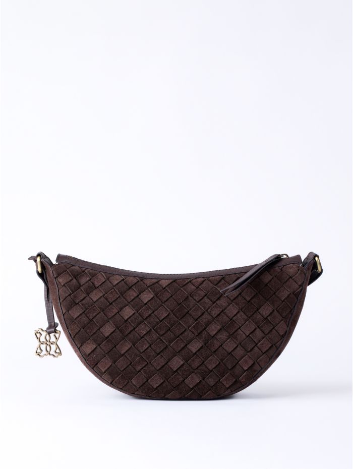 Mirehouse Suede Sling Bag in Chocolate Brown