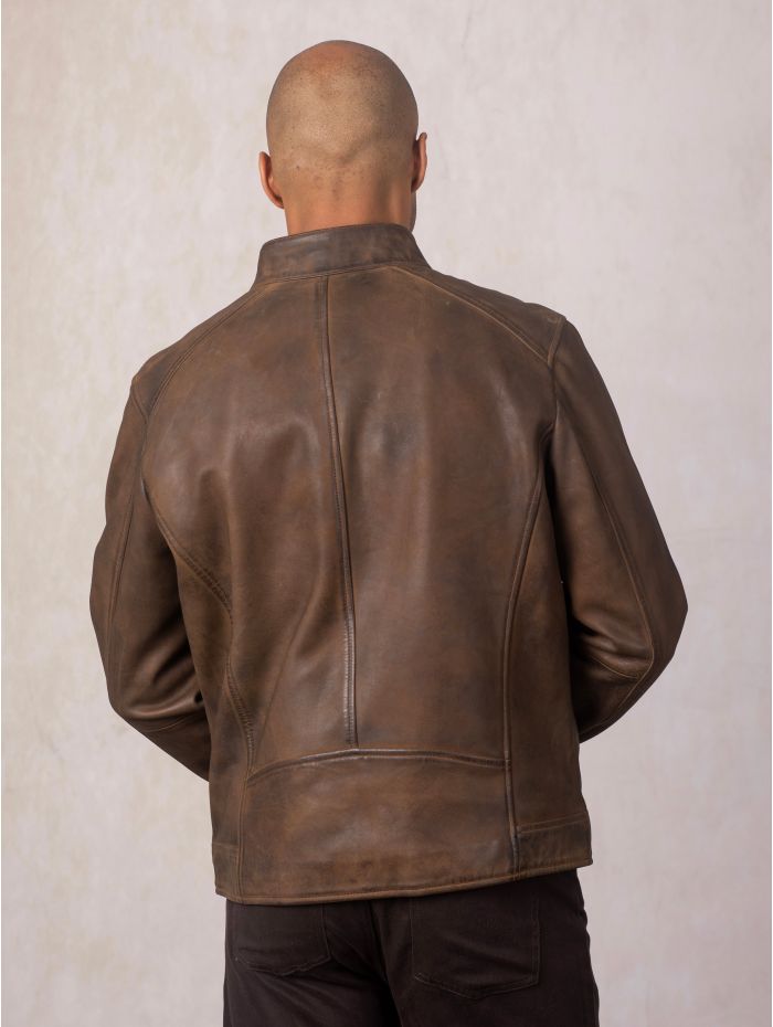 Crookshaw Leather Jacket in Brown
