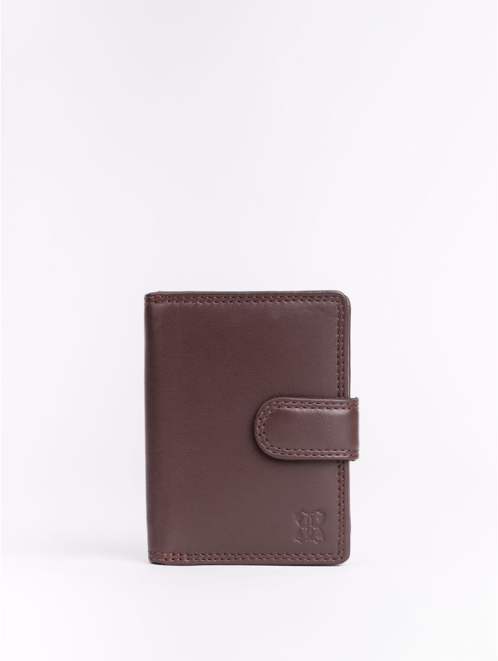 Small Leather Tab Purse in Brown