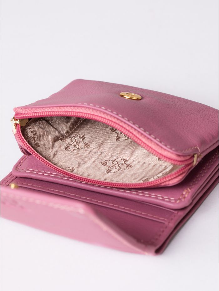 Small Leather Flapover Purse in Mauve