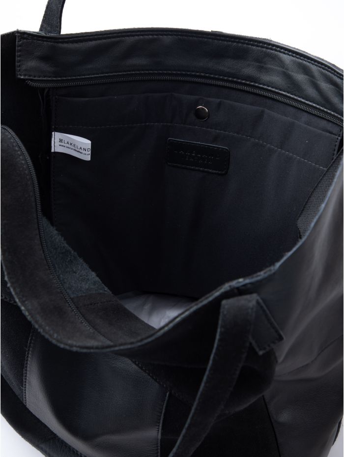 Tarn Hows Leather and Suede Tote Bag in Black