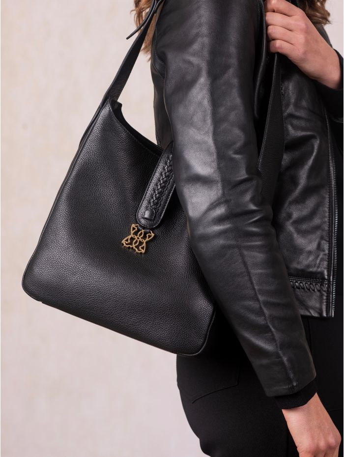 Dalston Leather Hobo Bag in Black