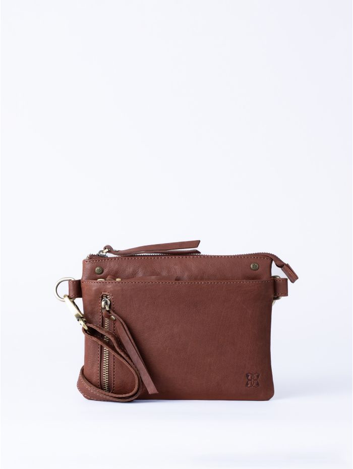 Harstone Mini Leather Cross Body Bag in Tan