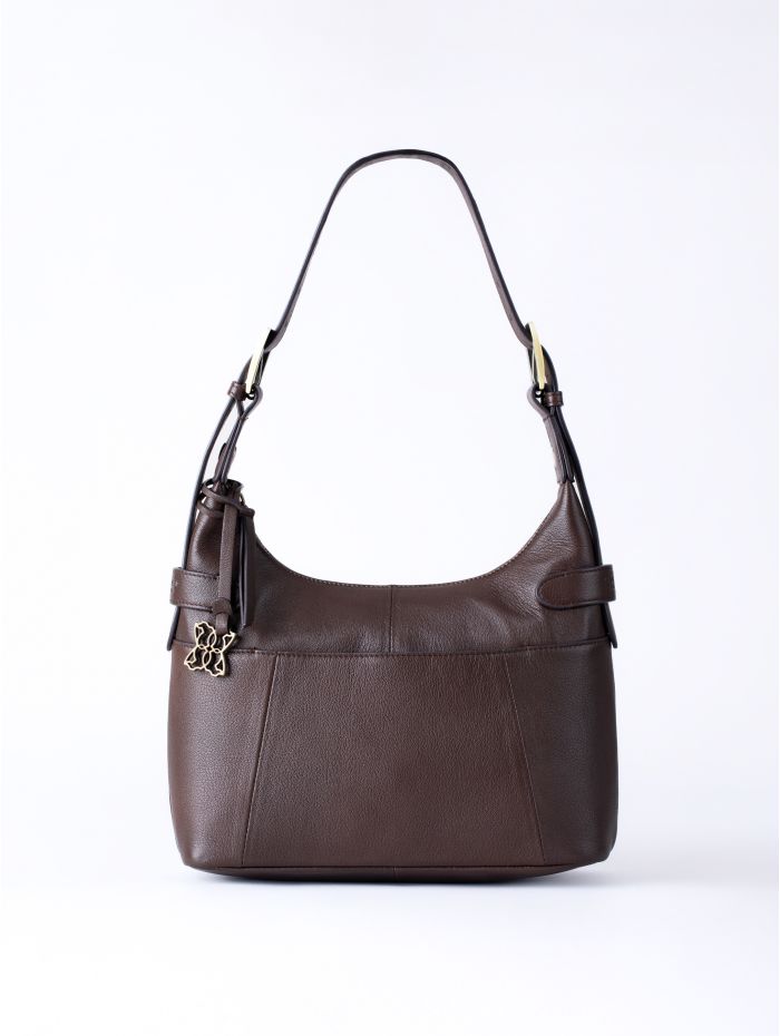 Newby Leather Hobo Shoulder Bag in Chocolate