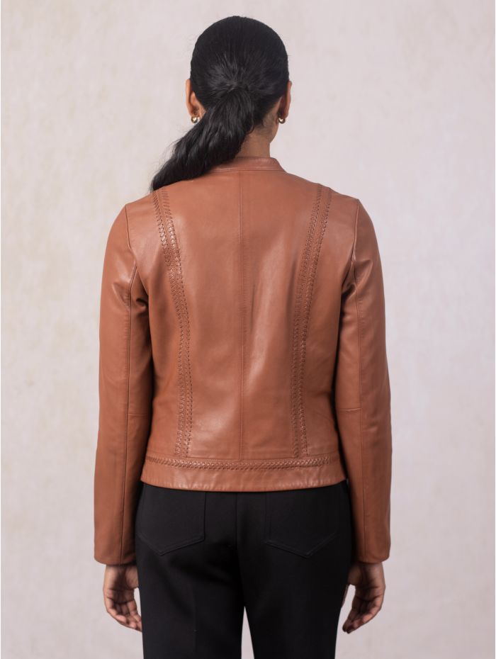 Annaside Leather Jacket in Tan