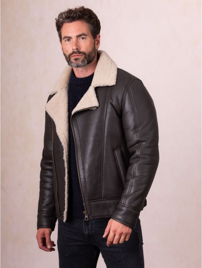 Javelin Sheepskin Aviator Jacket in Brown