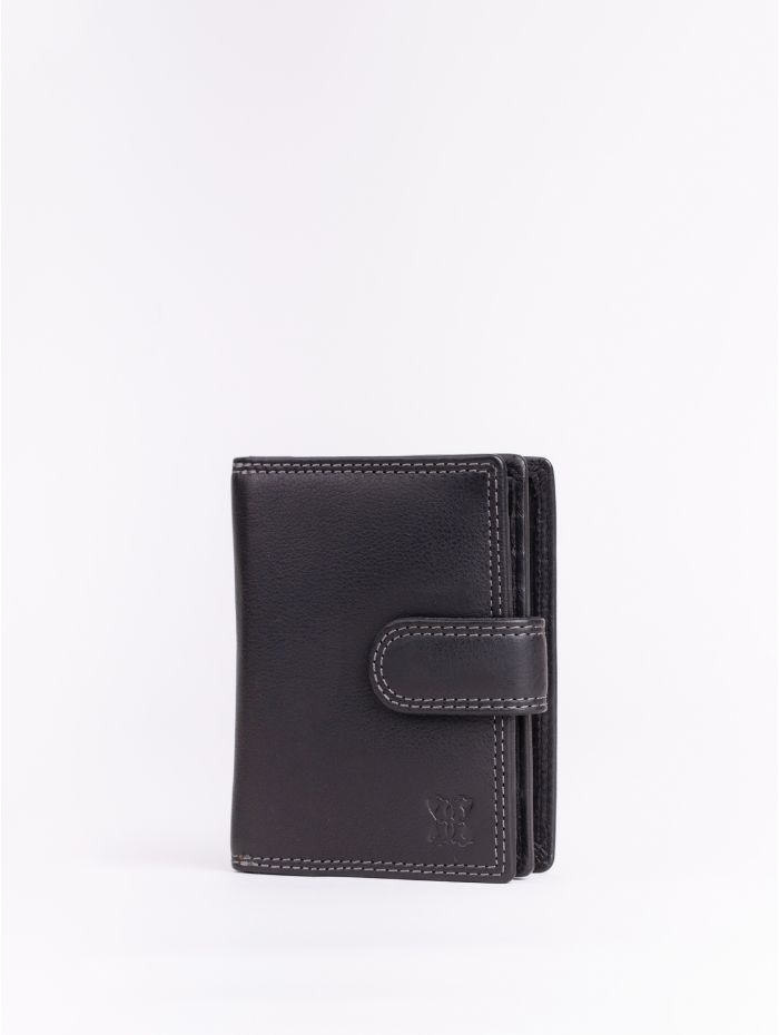 Small Leather Tab Purse in Black