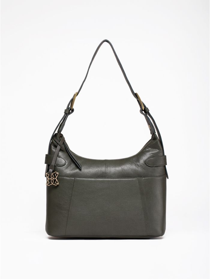 Newby Leather Hobo Shoulder Bag in Green