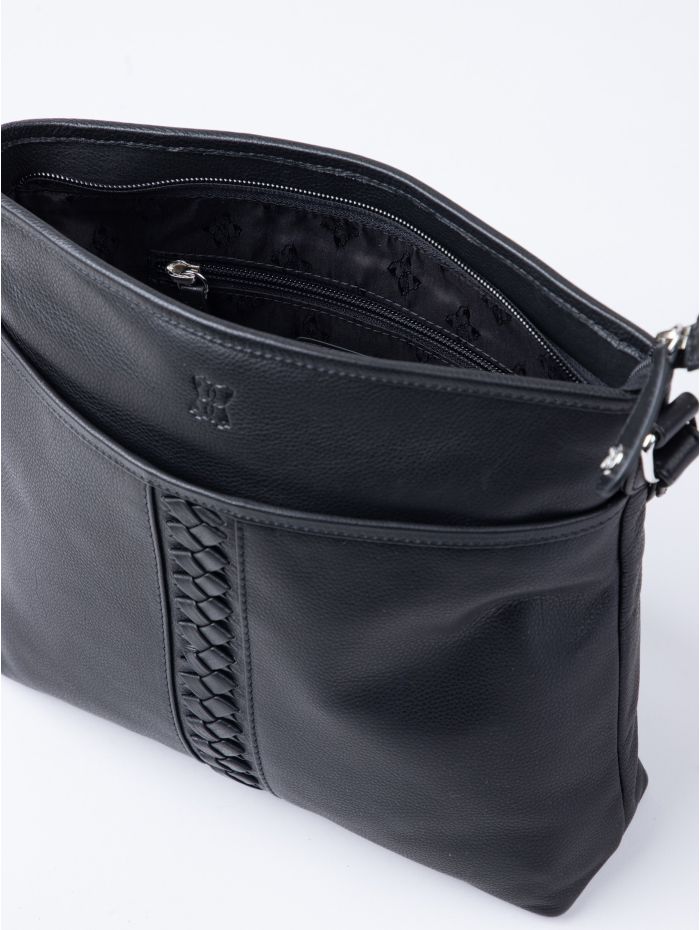 Farlam Leather Cross Body Bag in Black