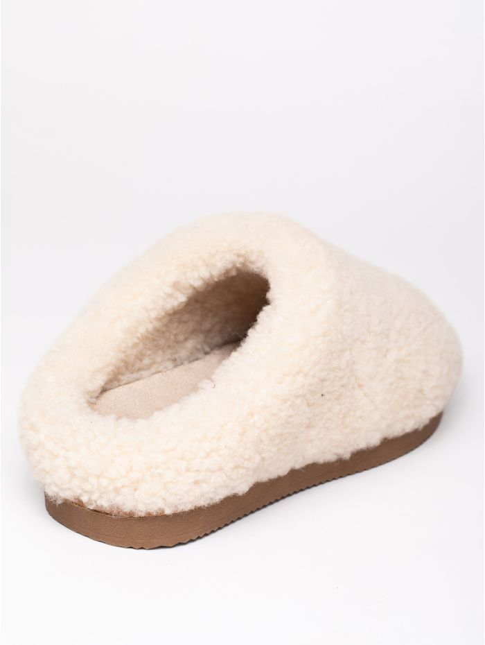 Sheepskin Wool Clog Slippers in Cream