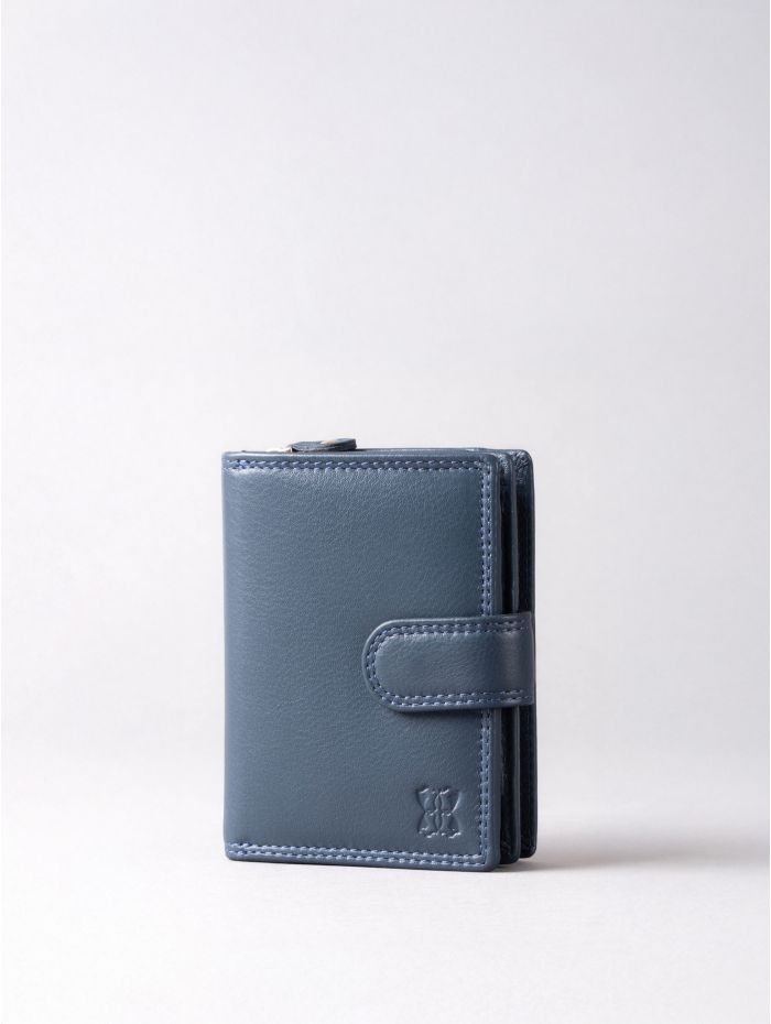 Small Leather Tab Purse in Navy