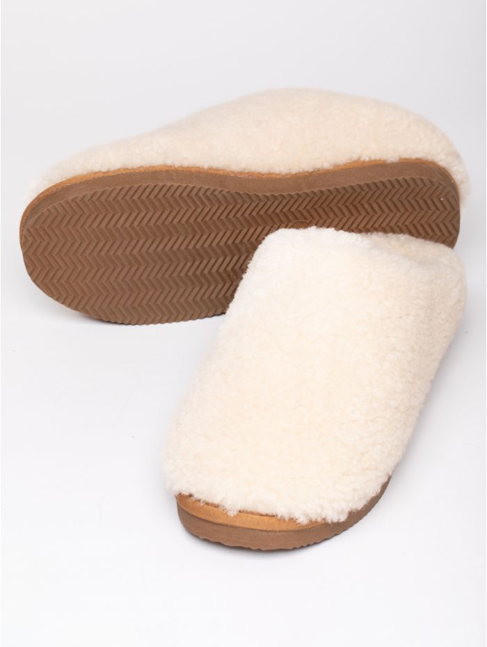 Sheepskin Wool Clog Slippers in Cream